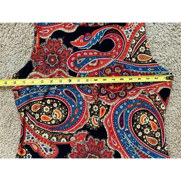 TOMMY HILFIGER Colorful Red Black Paisley Print Slinky Shift Dress Sz 10 Fairy - Picture 8 of 8
